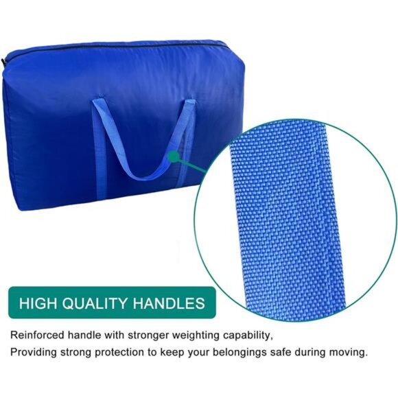 100L Extra Large Storage Bags Moving Bags with Zippers Handles Storage Totes Blu - Picture 4 of 7